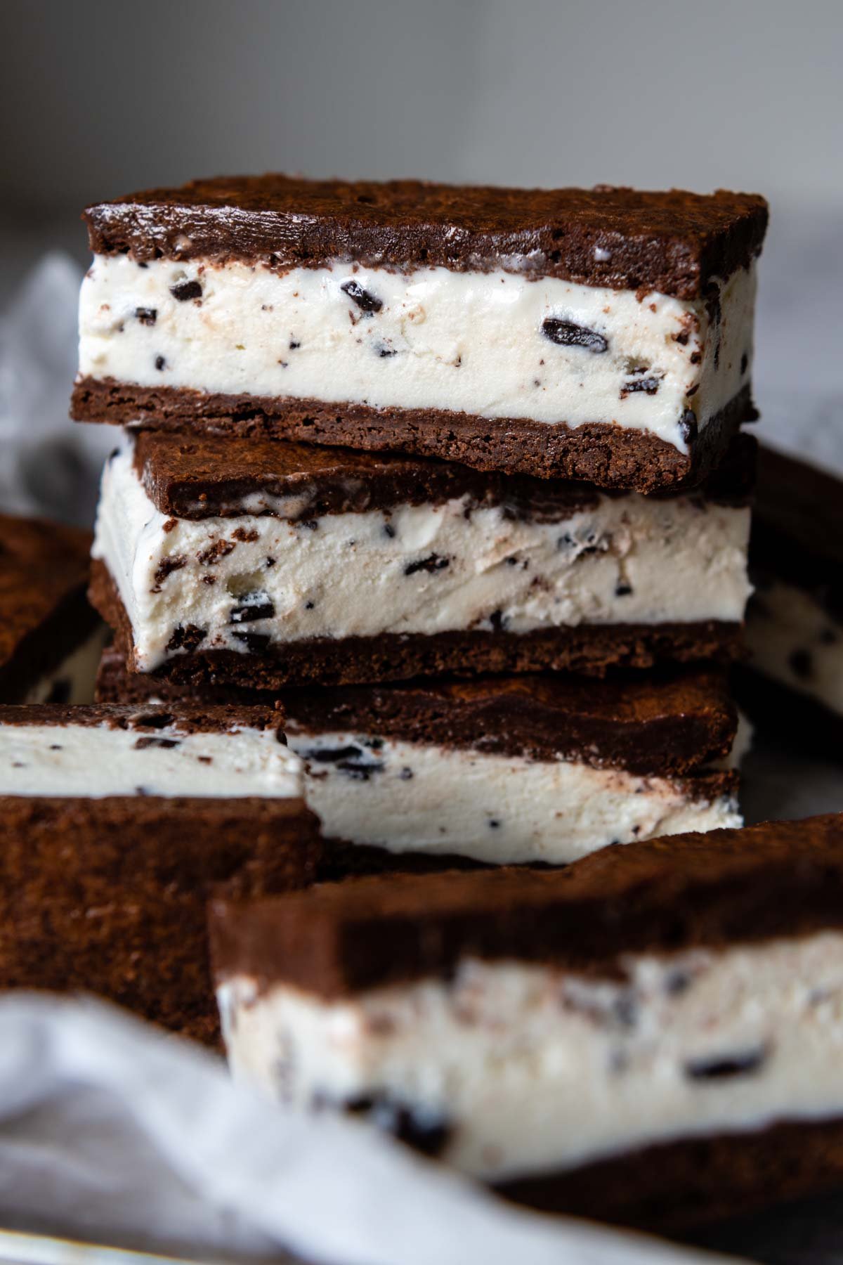 a stack of whole ice cream sandwiches.