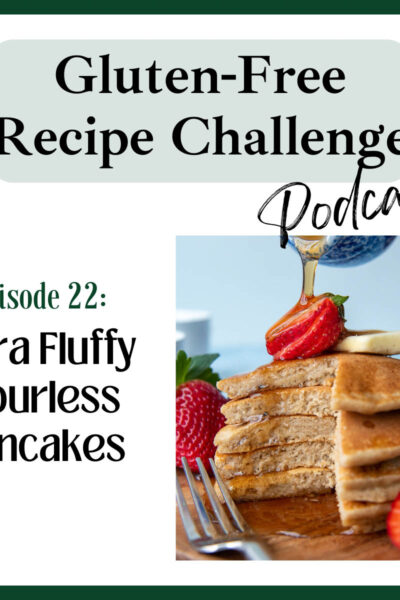 podcast logo for flourless pancakes audio recipe.