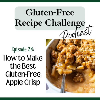 gluten free apple crisp podcast logo.