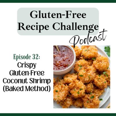 podcast logo for gluten-ree coconut shrimp