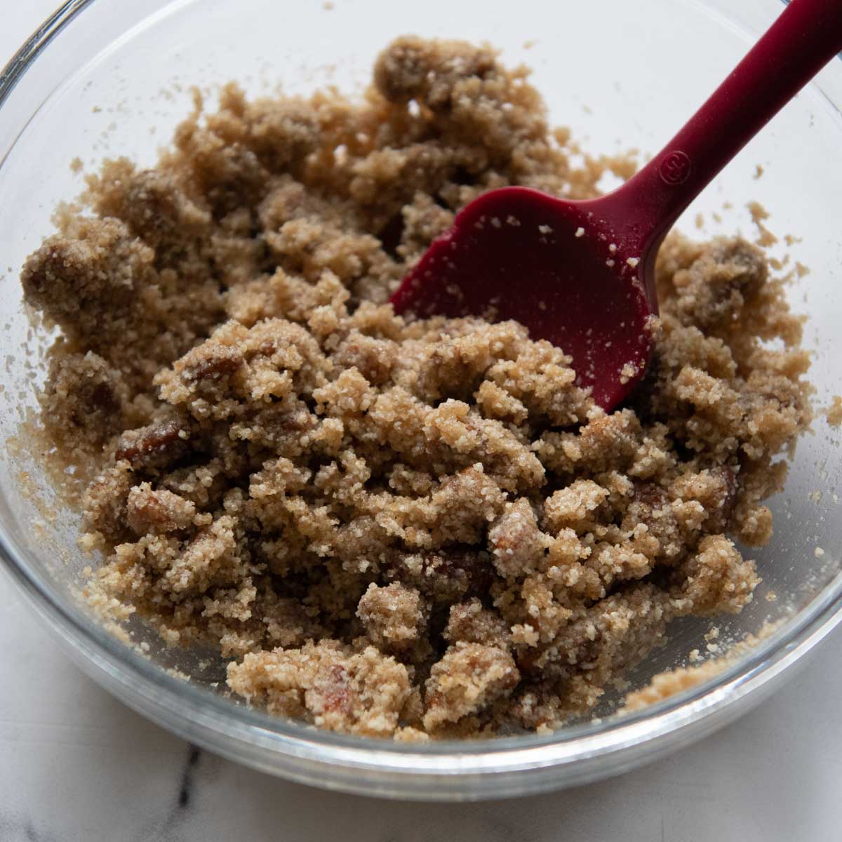 the almond streusel topping in a bowl.
