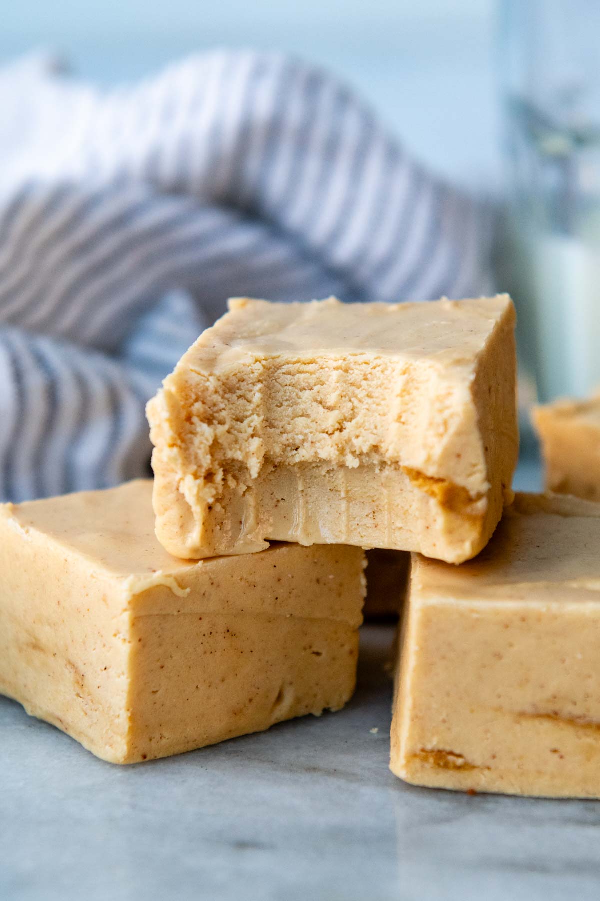peanut butter fudge with a bite taken out.