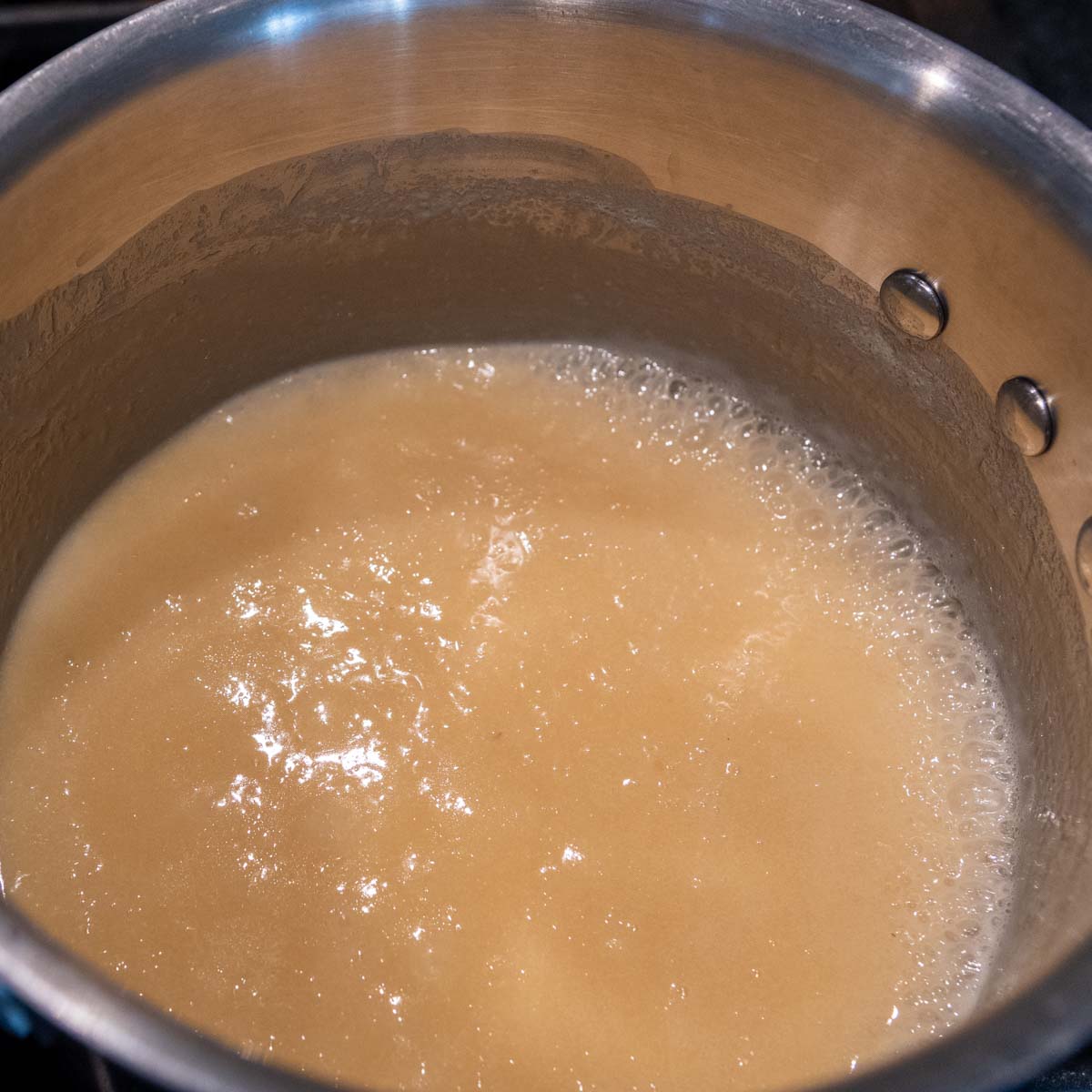 mixture slightly simmering.