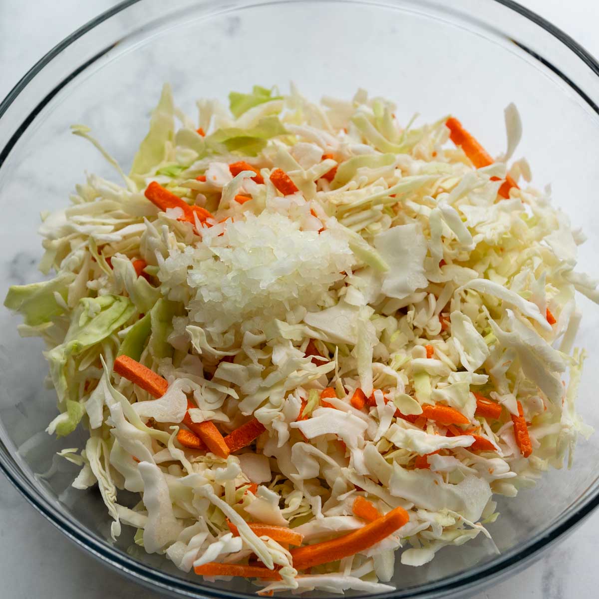 the slaw mix with minced onion.