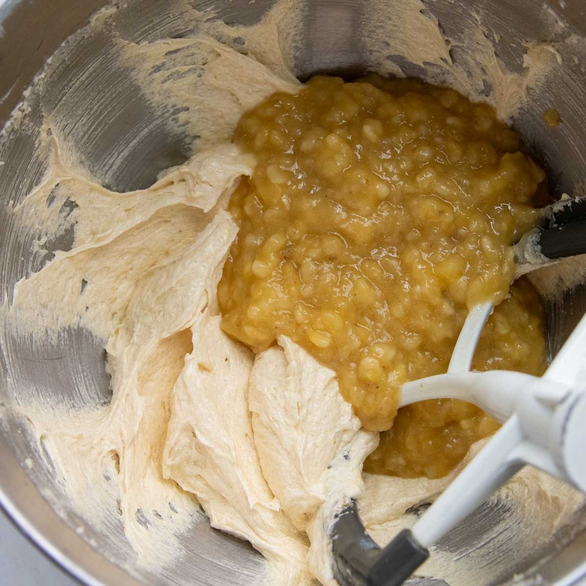 mashed banana added to the batter.