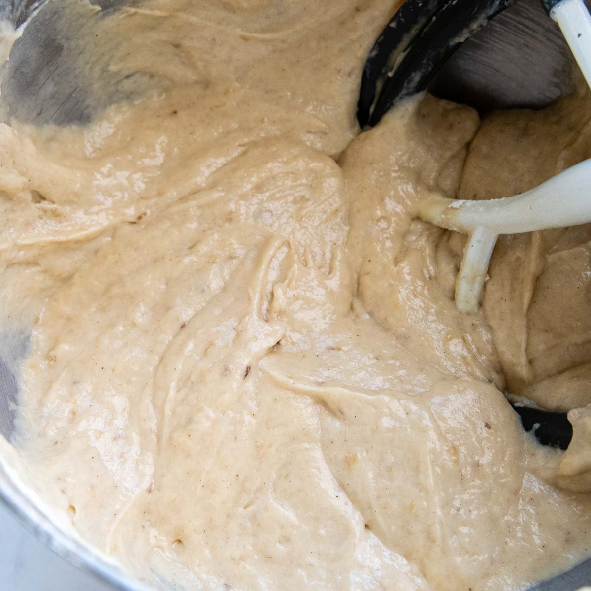 cake batter after mixing in all the ingredients.