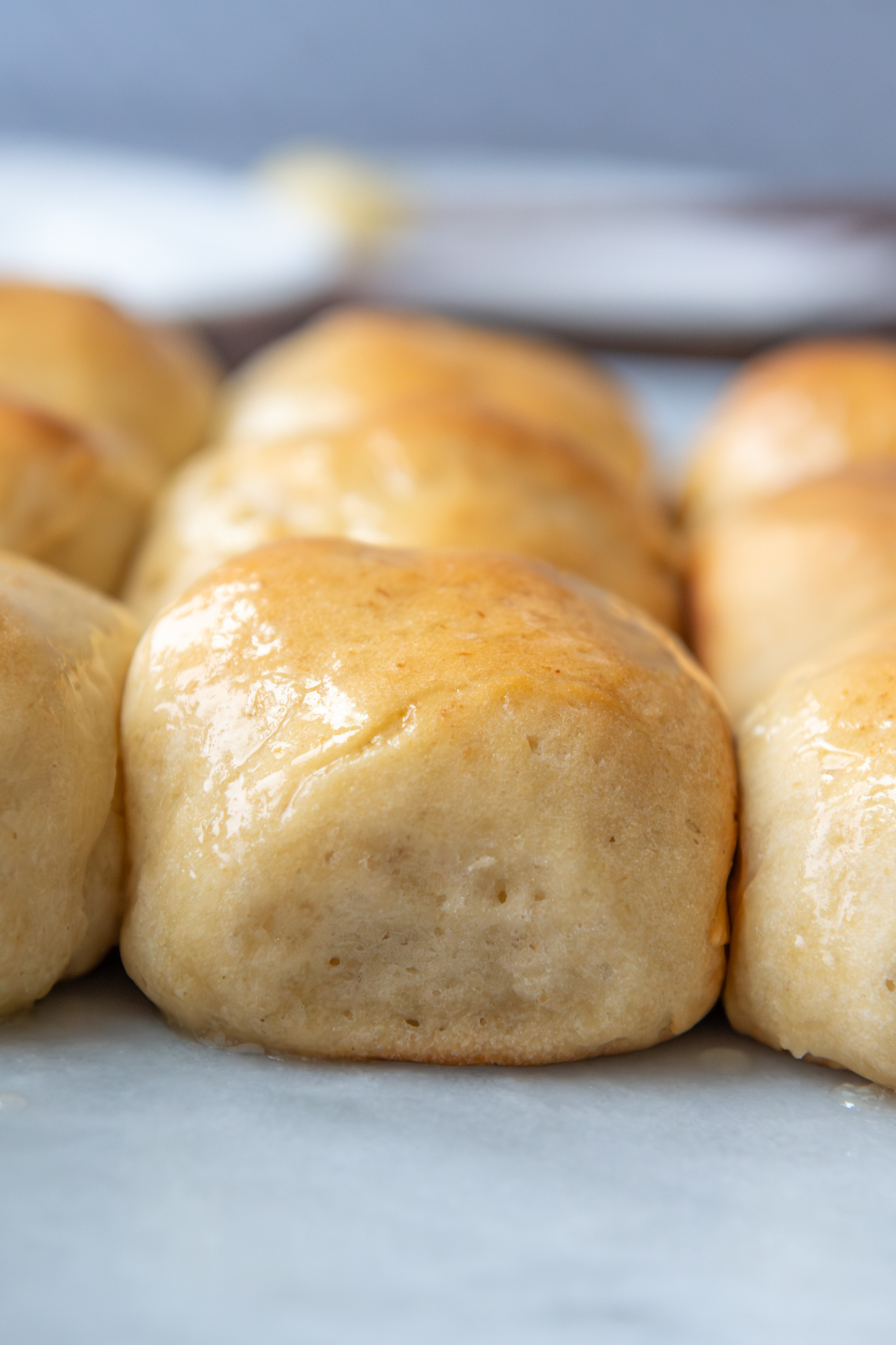 Cooked rolls still connected just out of the Pan.