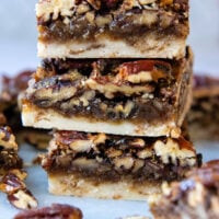 Stack of Gluten-Free Pecan Pie Bars.