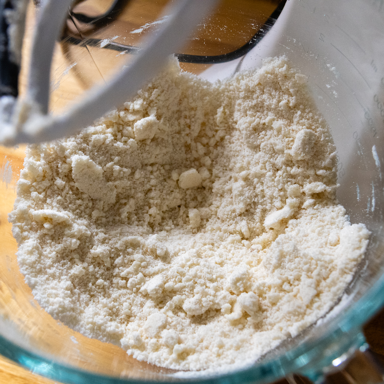 Dry ingredients in a mixing bowl.