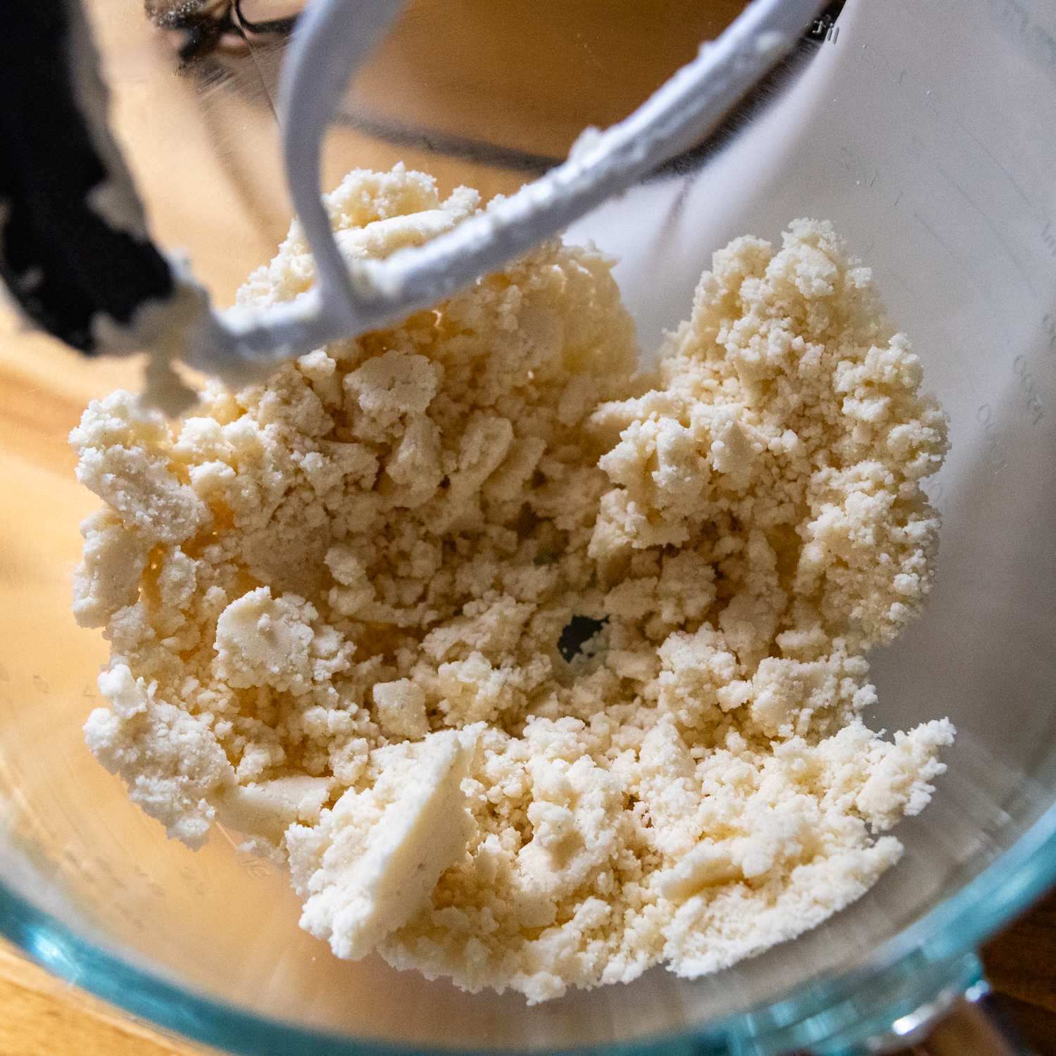 Ingredients in a glass mixing bowl.