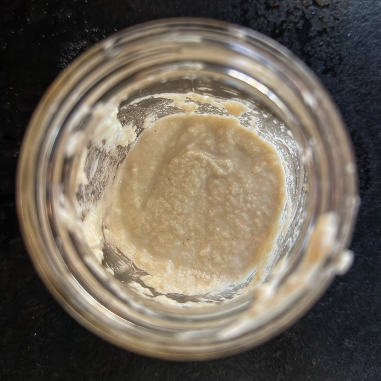 overhead shot of the consistency of the starter.