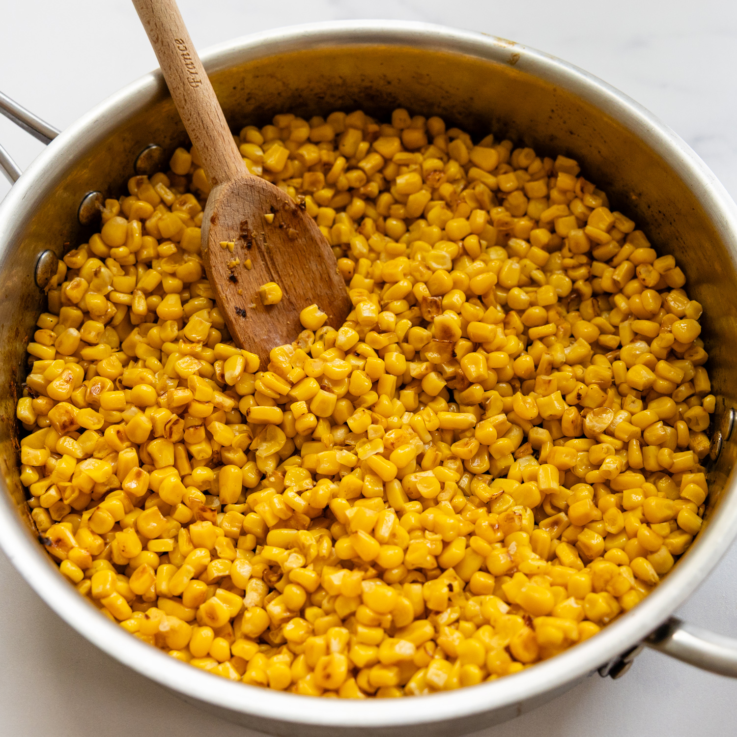 Corn being charred.